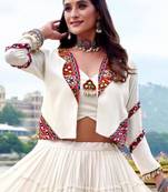 off white rayon plain traditional lehenga choli with free size upto 42