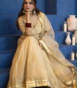 gold silk blend embroidered traditional lehenga choli