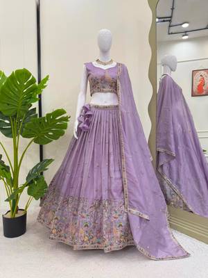 lavender silk blend embroidered traditional lehenga choli 4
