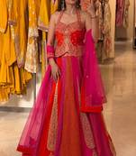 multicolor silk blend embroidered traditional lehenga choli