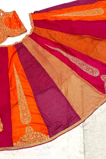 multicolor silk blend embroidered traditional lehenga choli