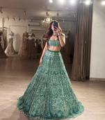 light green georgette embroidered traditional lehenga choli