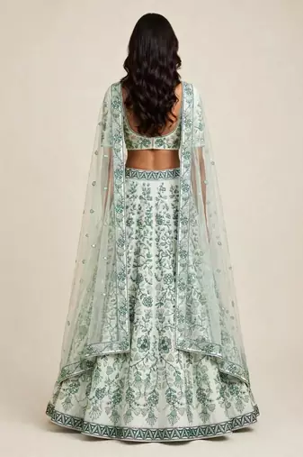 light green georgette embroidered traditional lehenga choli