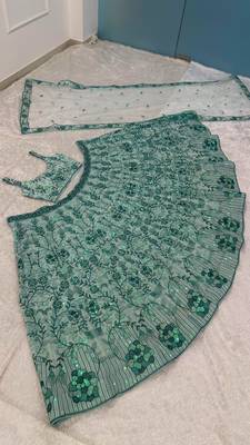 light green georgette embroidered traditional lehenga choli 3