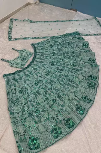 light green georgette embroidered traditional lehenga choli