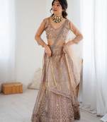 gold net embroidered traditional lehenga choli