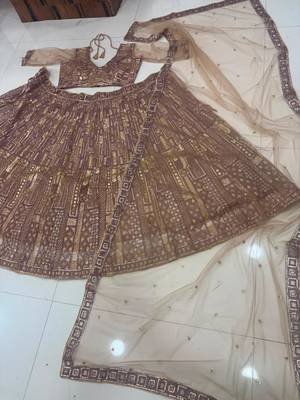 gold net embroidered traditional lehenga choli 4