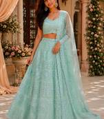 light green net embroidered traditional lehenga choli
