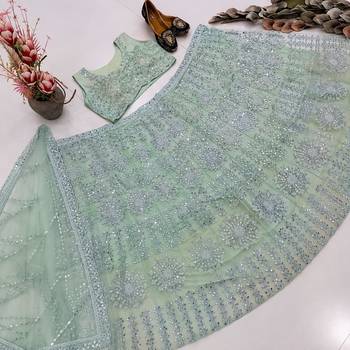light green net embroidered traditional lehenga choli 3