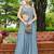 sky blue silk blend plain traditional lehenga choli with free size upto 44