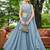 sky blue silk blend plain traditional lehenga choli with free size upto 44