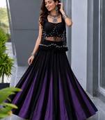 multicolor cotton poly embroidered traditional lehenga choli with free size upto 42