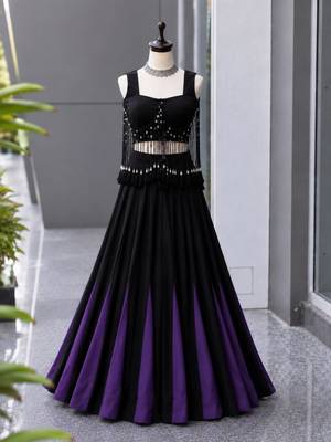 multicolor cotton poly embroidered traditional lehenga choli with free size upto 42 3