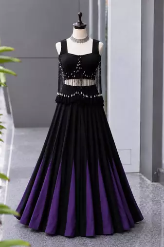 multicolor cotton poly embroidered traditional lehenga choli with free size upto 42