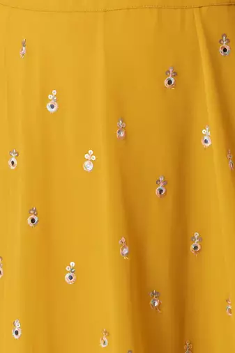 dark yellow georgette embroidered traditional lehenga choli