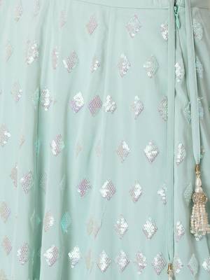 aqua blue georgette embroidered traditional lehenga choli 2