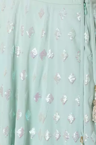 aqua blue georgette embroidered traditional lehenga choli