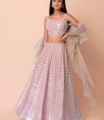 pink georgette embroidered traditional lehenga choli
