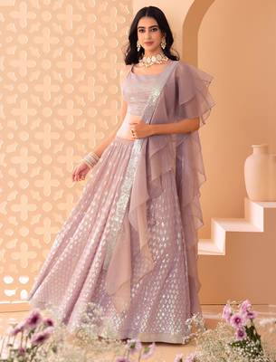 pink georgette embroidered traditional lehenga choli 3
