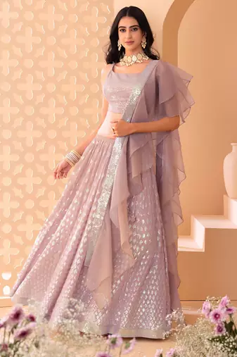 pink georgette embroidered traditional lehenga choli