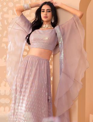 pink georgette embroidered traditional lehenga choli 4