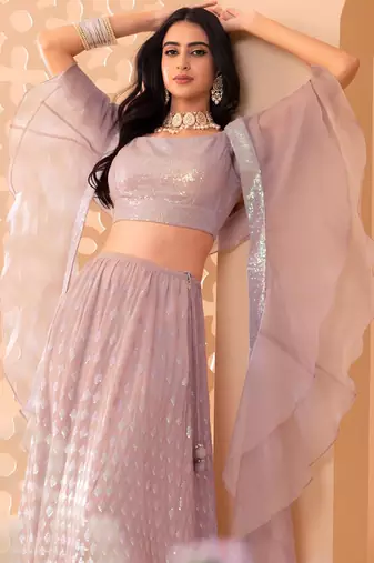 pink georgette embroidered traditional lehenga choli