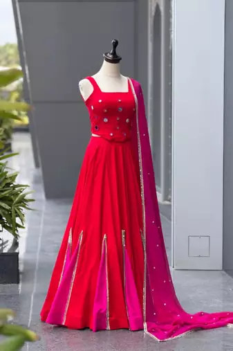 multicolor cotton poly embroidered traditional lehenga choli with free size upto 38