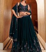 dark green georgette embroidered traditional lehenga choli
