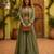 olive silk blend plain traditional lehenga choli with free size upto 44