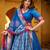 blue silk blend printed traditional lehenga choli