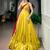 yellow chanderi embroidered traditional lehenga choli with free size upto 42
