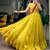 yellow chanderi embroidered traditional lehenga choli with free size upto 42