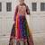 multicolor georgette printed traditional lehenga choli with free size upto 44