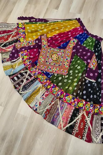 multicolor georgette printed traditional lehenga choli with free size upto 44