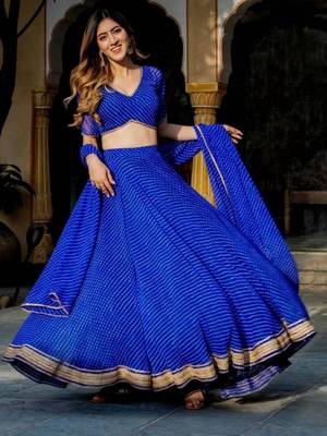 blue georgette printed traditional lehenga choli 1