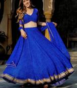 blue georgette printed traditional lehenga choli