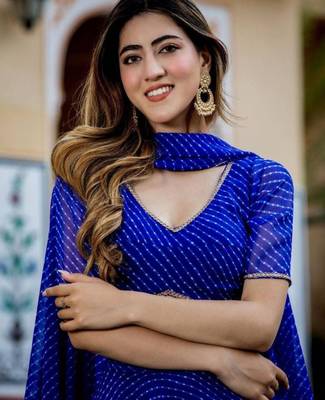 blue georgette printed traditional lehenga choli 2