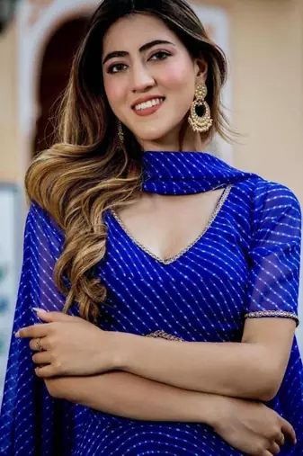 blue georgette printed traditional lehenga choli