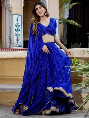 blue georgette printed traditional lehenga choli 4