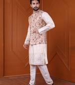 silk blend men nehru jacket multicolour