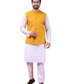 pure cotton men nehru jacket mustard
