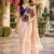 designer embroidered applique flower design ready to wear saree with stitched blouse