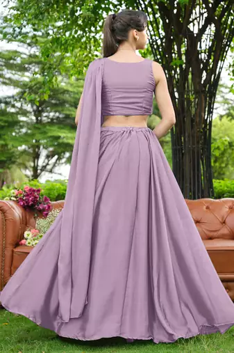 Pink zari sequence beads embroidery work half sarees for women's