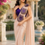 designer embroidered applique flower design ready to wear saree with stitched blouse