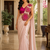 designer embroidered applique flower design ready to wear saree with stitched blouse