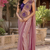 designer embroidered applique flower design ready to wear saree with stitched blouse