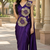 designer embroidered applique flower design ready to wear saree with stitched blouse