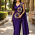 designer embroidered applique flower design ready to wear saree with stitched blouse