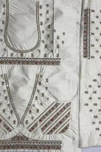 white color Gotta Pati Dori and Zari Embroidered Multi Thread and Sequins work silk blend Lehenga Choli set