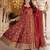 Rust heavy embroidered anarkali suit with pant & dupatta